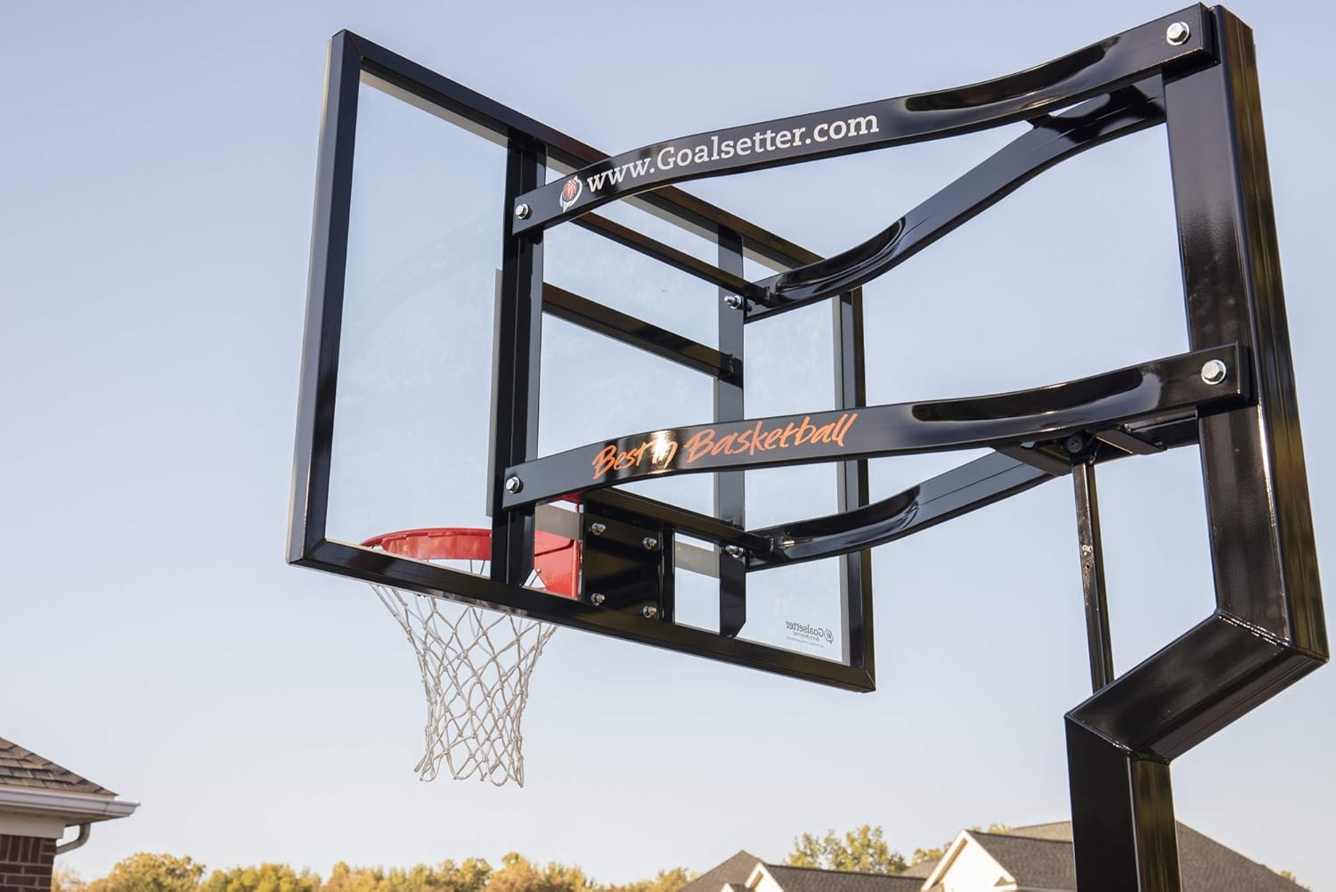 Goalsetter Contender In Ground Adjustable Basketball Hoop System with 54-Inch Glass Backboard and Single Static Rim, Black (SS44554G1W) : Sports & Outdoors