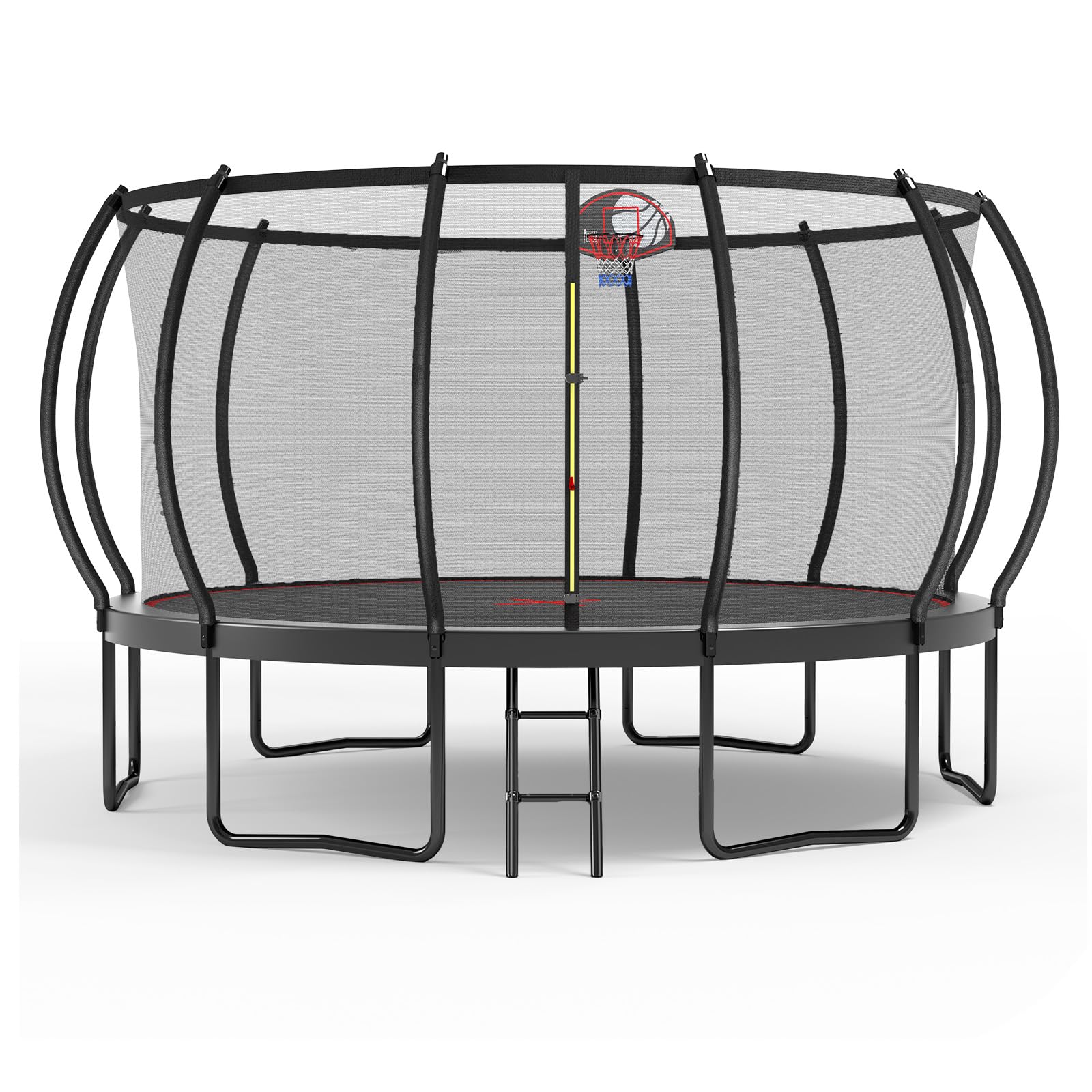 Photo 1 of Lyromix 14FT Trampoline Outdoor with Basketball Hoop, Trampoline with Lights for Kids and Adults, Recreational Trampolin with Sprinkler, Stakes