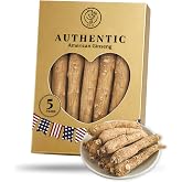 5 Years American Ginseng Roots &mdash; Hand Selected Jumbo Roots, Organic Dried Ginseng Root from Wisconsin, Panax Ginseng for Men &amp; Women（西洋参/花旗参）, for Tea &amp; Soup, Daily Use (4 Ounce)