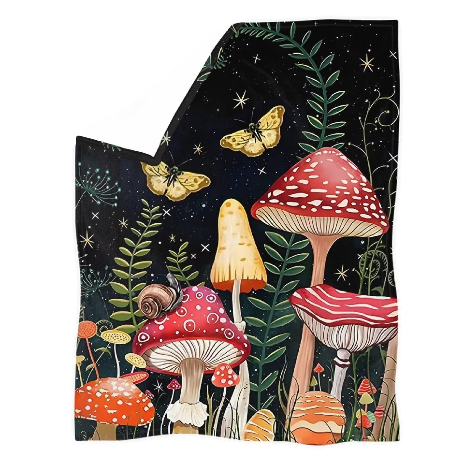 chaqlin Wild Butterflies Mushroom Blanket for Women Girls Protable Bedspread Throw Couch Covers for Bedroom Living Room Sofa Chair Blankets Travelling Camping Couch — image 1