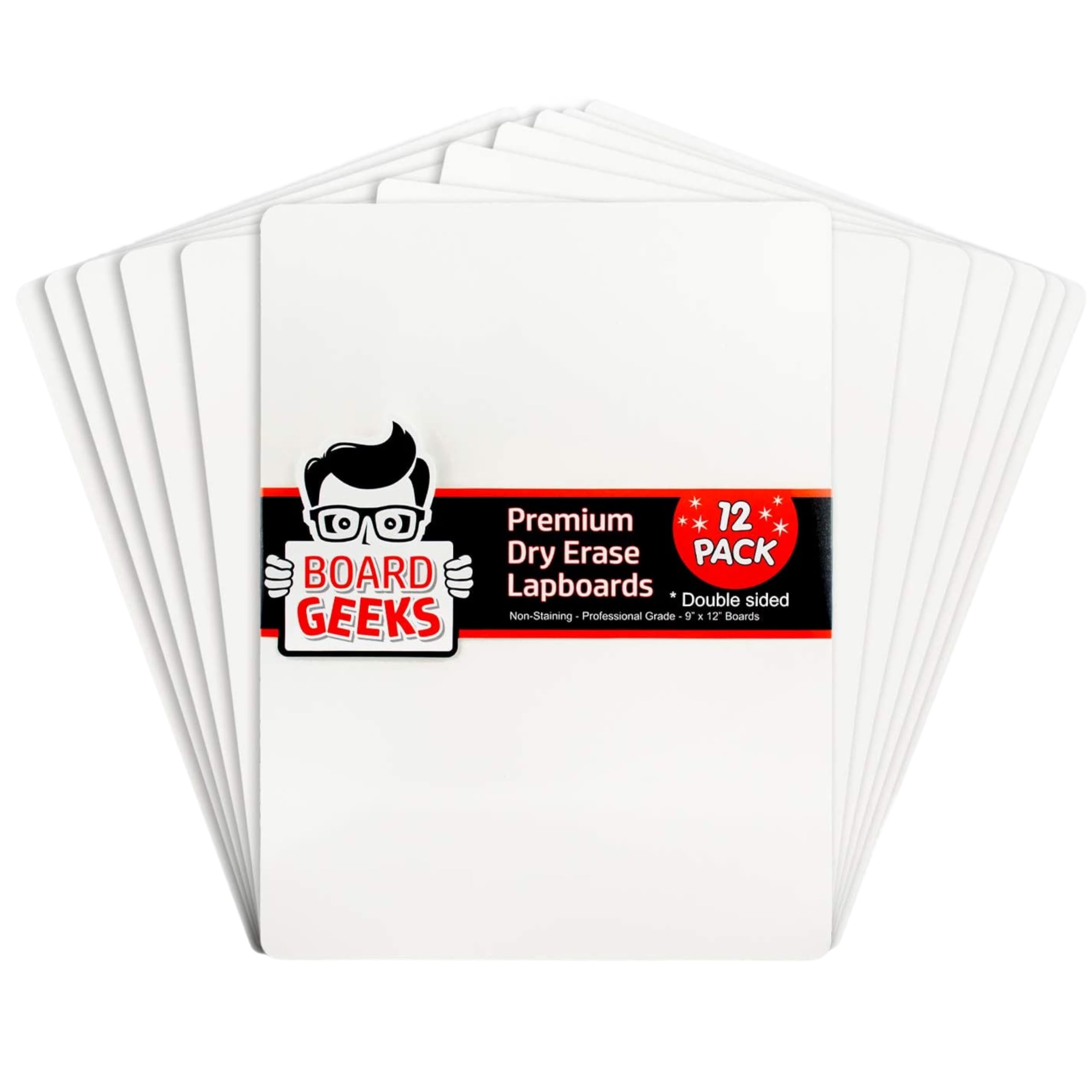 Photo 1 of Board Geeks Bigtime 12 Pack 9x12 Classroom Whiteboards for Kids - Small Double-Sided White Board - White Boards Bulk Set, Classroom Essentials - Magnetic Dry Erase Boards for Students, Teacher