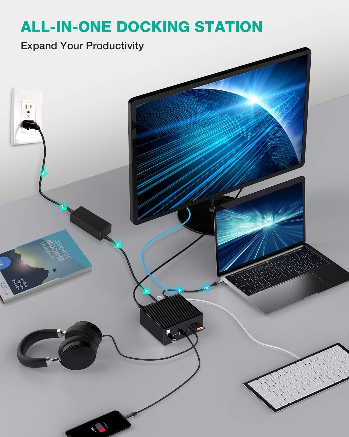 2021 Newest USB C Docking Station, Tiergrade Triple Display 17-in-1 Dock for Windows/MacOS Laptops (2X 4K HDMI, 1x DisplayPort, 6 USB Ports, LAN, Optical Out, SD/TF Card Slot, 60W Charging): Electronics