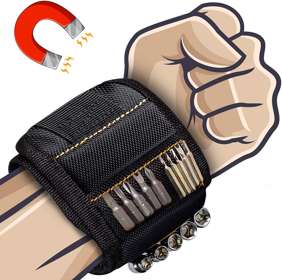 Magnetic Wristband Best Gifts For Men, Magnetic Tool Belt for Men Gift, Super Strong Magnets, Wrist Tool Holder for Holding Screws, Nails, Drill Bits, Best Gift for Men, Dad, DIY Handyman.(1)