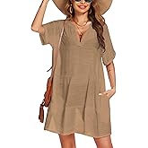 AI'MAGE Women's Swimsuit Coverups Bikini Beach Swimwear Cover Up A-line Bathing Suit Cover Up Dress with Pockets