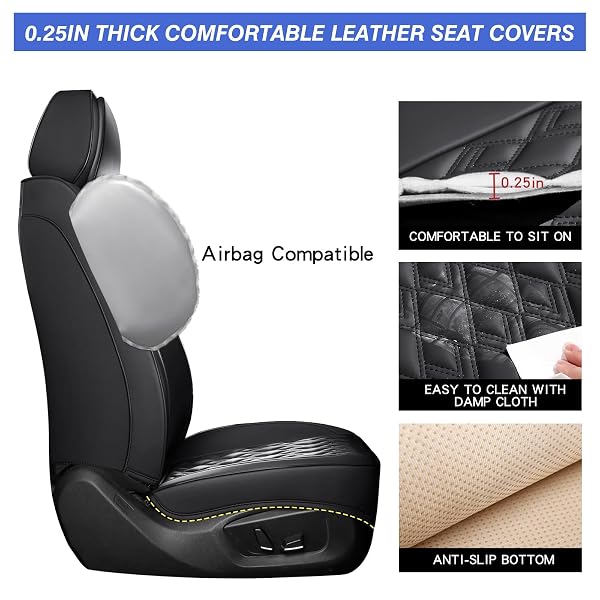 COMFDRIVE SEAT COVERS,CAR SEAT COVERS FULL SET, CAR SEAT COVERS FRONT SEATS BACK SEAT COVER,FAUX LEATHER SEAT COVERS FOR CARS, BLACK CAR SEAT COVER, WATERPROOF, NON-SLIP CAR SEAT COVER, 5SEATERS.