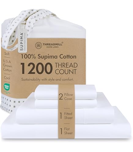 Amazon.com: PureCare Premium 100% Supima Cotton Sheet Set White in