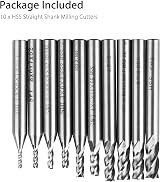 Linkstyle 10Pcs HSS Drill End Mill Bits Set 1.5-6mm 4 Flute Straight Shank view 8