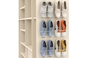 PrimZooty Wall Mounted Shoe Rack 6PCS, with Sticky Hanging Strips, Metal Wall Shoe Storage, Hanging Shoe Organizer for Wall/R