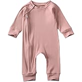 Afunbaby Newborn Baby Girl Boy Zipper Footed Romper Onesie Ribbed Ruffle One Piece Footie Jumpsuit Fall Clothes Outfit
