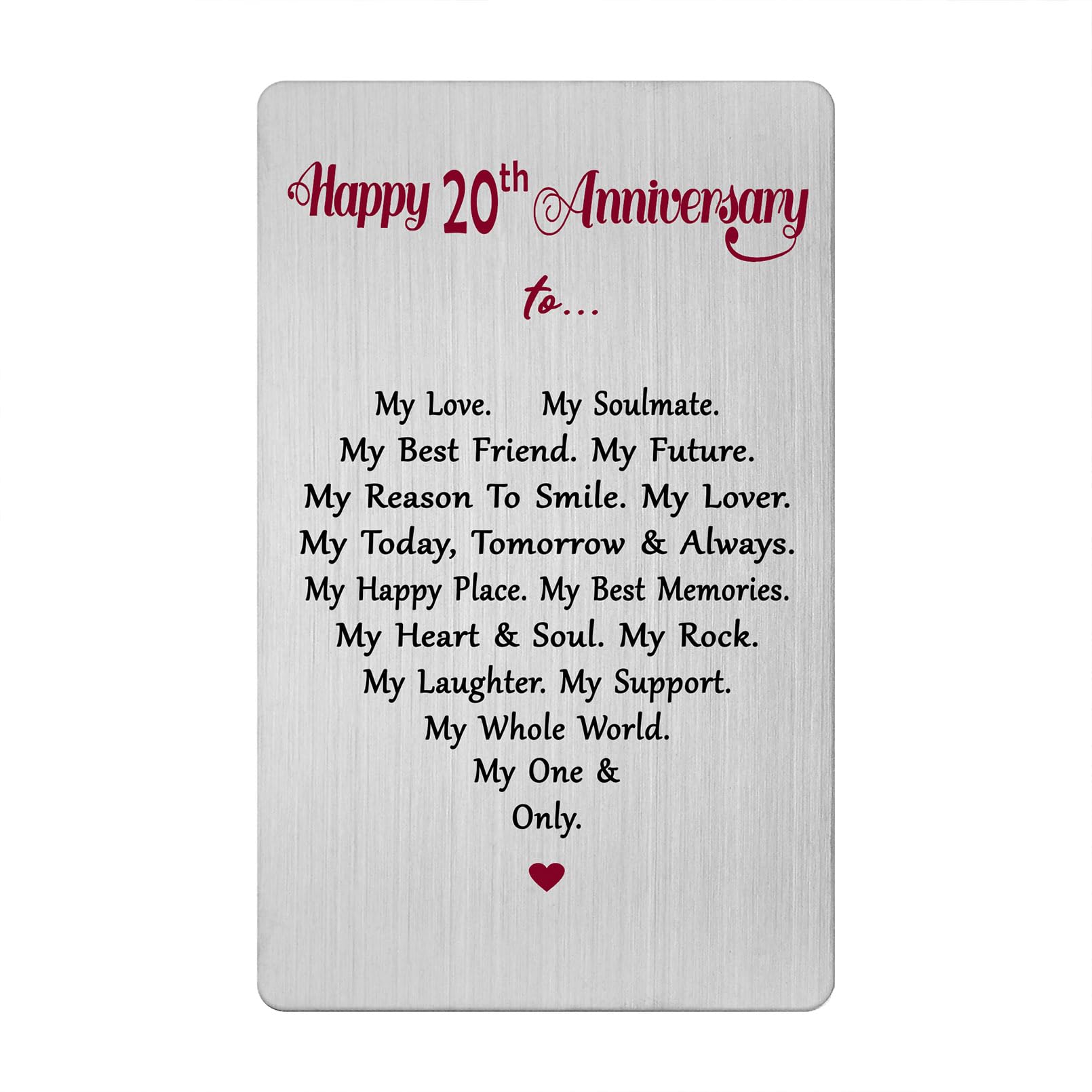 20th Anniversary Card for Women Men Him Her- 20 Twenty Year Wedding Anniversary Keepsake Gift for Husband Wife