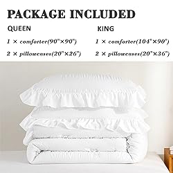 ALEISSEL White Comforter Set King Size,Seersucker