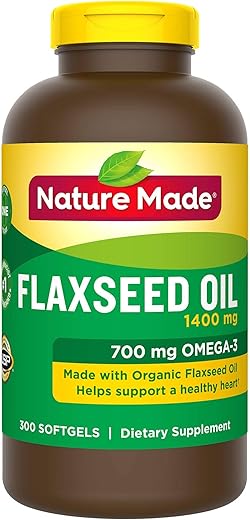 Nature Made Organic Flaxseed Oil, Omega-3-6-9 for Heart Health, 1400 mg, Liquid Softgels – 300 Count by USA [並行輸入品]