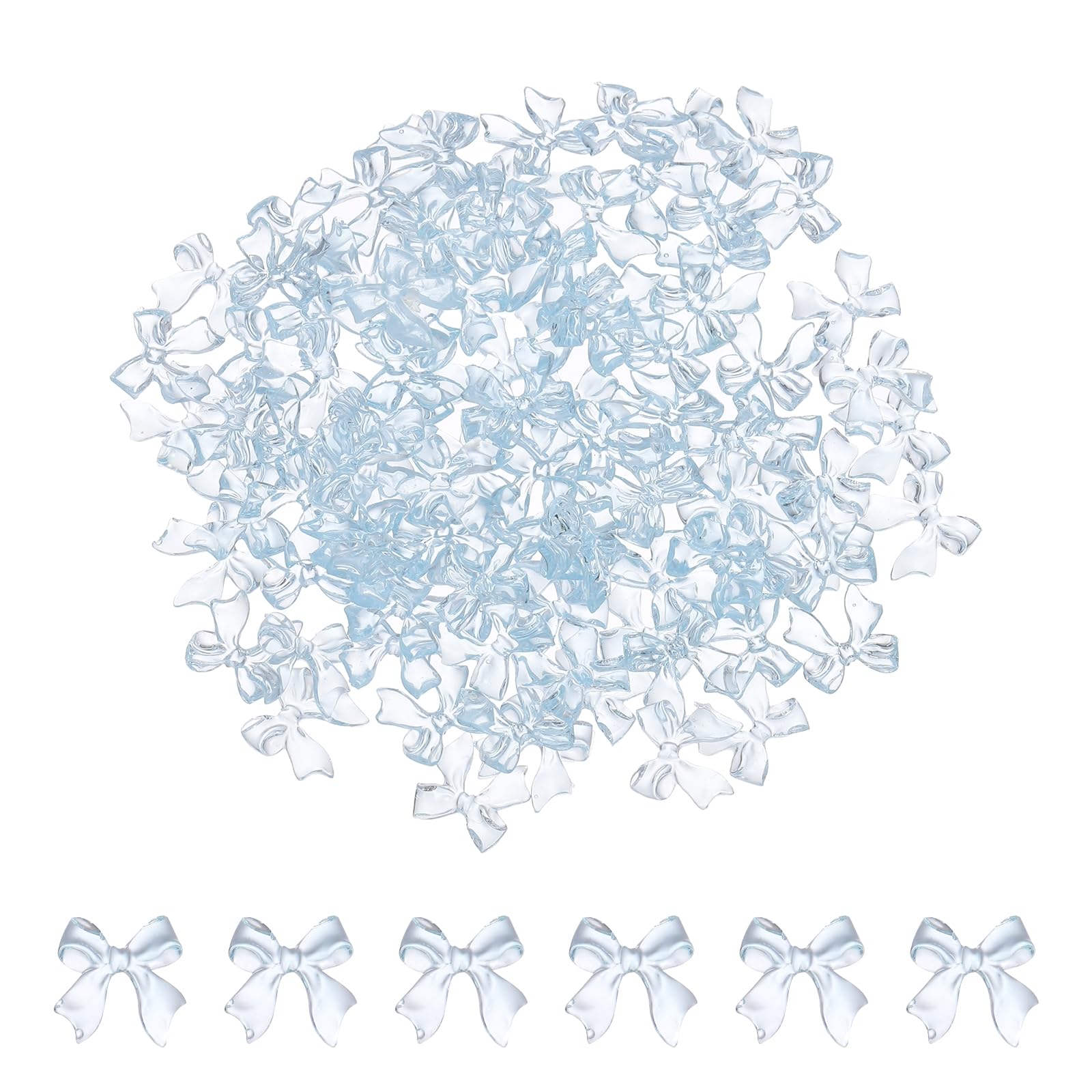 Photo 1 of uxcell 200 Pcs Bow Nail Charm, Cute Resin Bow Embellishments Mini 3D Clear Decoration Rhinestones Nail Art Supplies Phone Cases DIY Decoration for Women, Blue