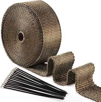 ilauke Exhaust Heat Wrap Roll 15m x 5cm Titanium Fibre with 15 Ties
