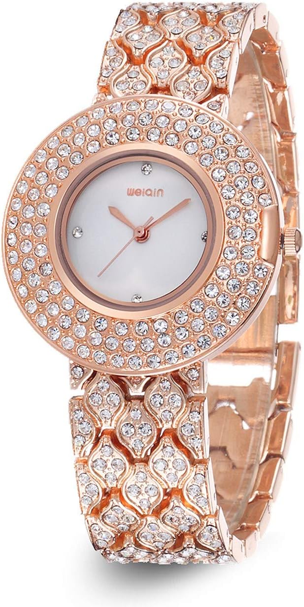 Fashion Ladies Silver Diamond Bracelet Wristwatch, Stainless Steel Strap Bling Bling Crystal Watches for Woman,Elegant Shining Rhinestone Dress Watches