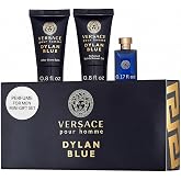 Versace Dylan Blue Pour Homme 3-Piece Miniature Set for Men | Versace Dylan Blue gift set for men with 0.17 oz EDT, 0.8 oz after shave balm and 0.8 oz shower gel.