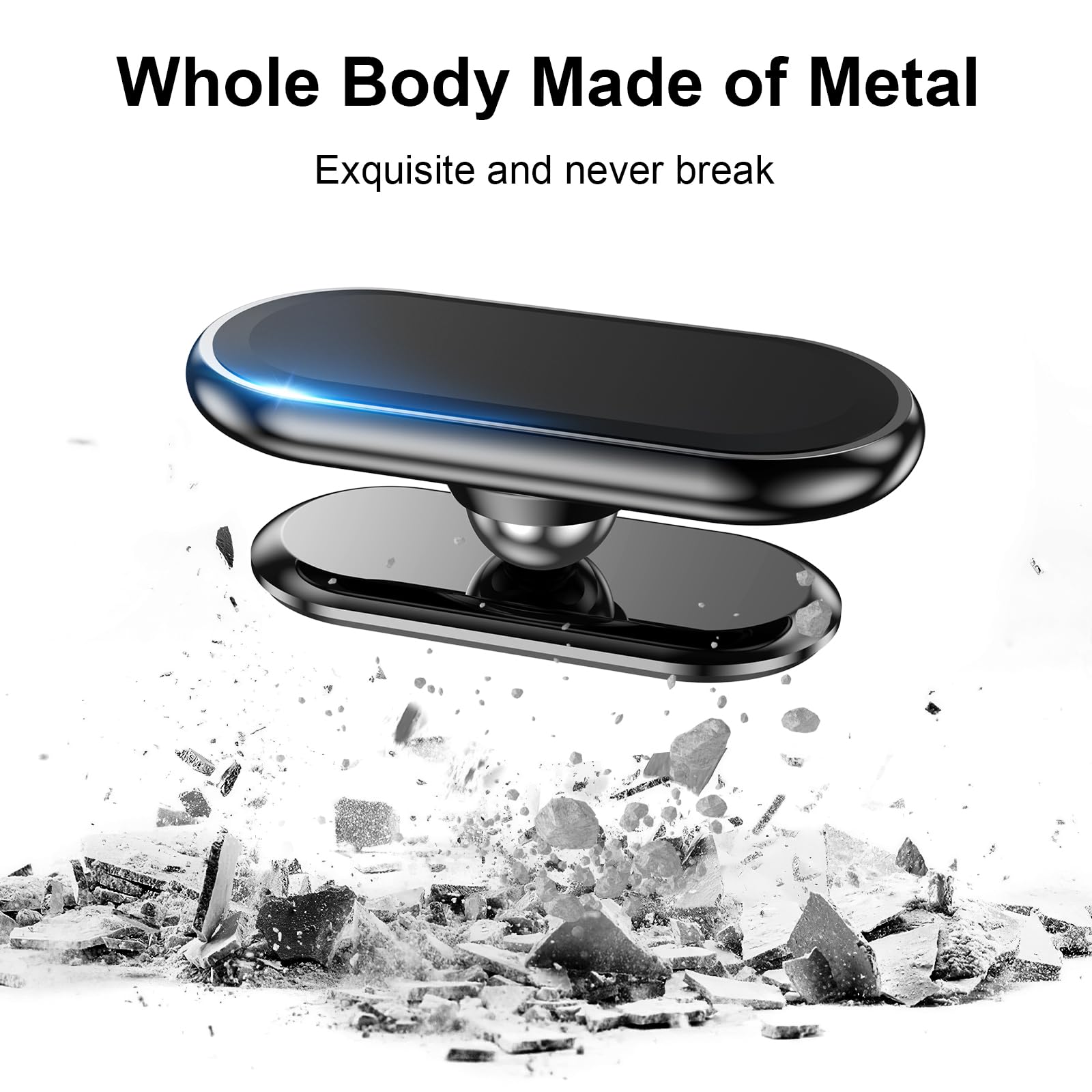 【2-PACK】Magnetic phone holder for car, [ Super Strong Magnet ] [ with 4 Metal Plate ] cell phone carmount for iPhone Magnetic [ 360° Rotation ] Universal Dashboard adhesive Car Magnetic Phone Mount