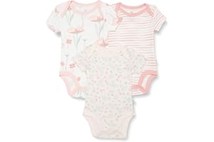 HonestBaby unisex-baby 3-pack Short Sleeve Bodysuits One-piece 100% Organic Cotton for Infant Baby Boys, Girls, Unisex