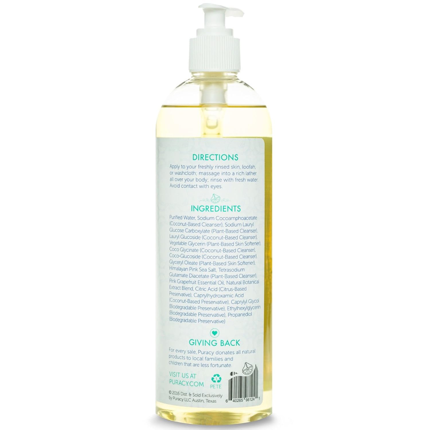 Buy Puracy Natural Body Wash Citrus Sea Salt 16 Fl Oz 473ml