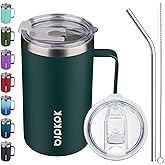 BJPKPK Insulated Coffee Mug with 2 Lids, 25oz Stainless Steel Insulated Tumbler with Handle, Double Wall Vacuum Coffee Cups, BPA Free Travel Mug for Coffee, Tea and Drinks, Army Green