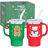 Mini Tumbler, 9 oz Sippy Cups for Toddlers 1-3, Stainless Interior, Leak‑Proof Toddler Cups, Birthday Gifts for 1 Year Old Girls Boys, Baby Girl Boy Essentials, Polar Bear Cup with Straw, 2 Pack
