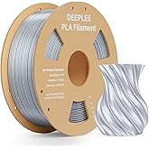 DEEPLEE Silk PLA 3D Printer Filament 1.75mm 1kg, Silk Silver Gray PLA, Dimensional Accuracy +/-0.02mm, Smooth & Shiny Texture, Multi Color 3D Printing Filament