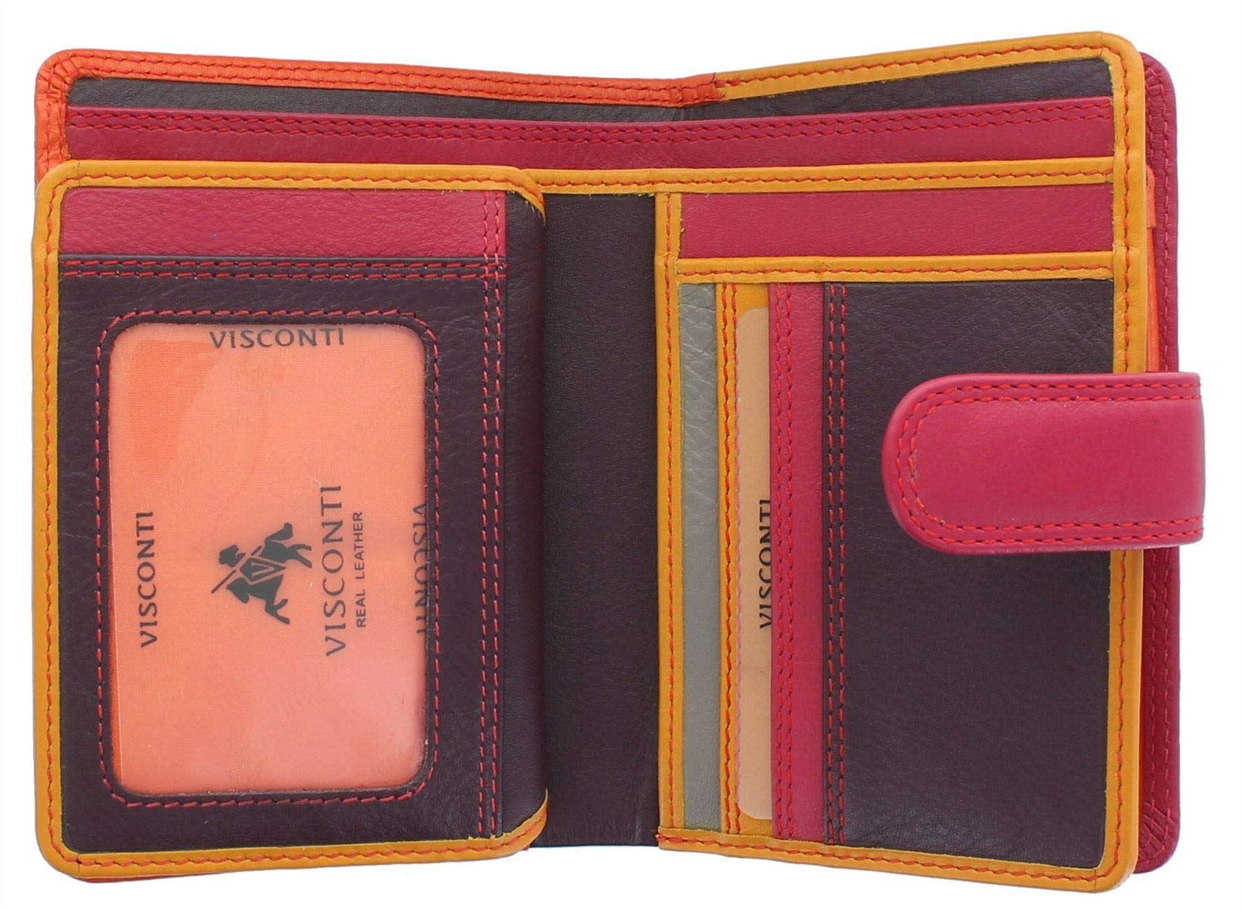 VISCONTI Rainbow Leather Ladies Purse Style RFID Blocking RB51 Orange Multi