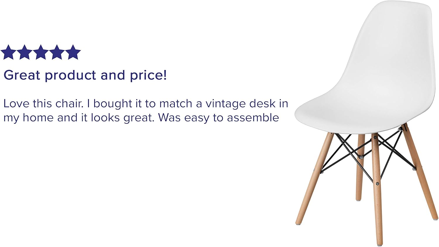 Flash Furniture Elon Series White Plastic Chair with Wooden Legs - Chairs