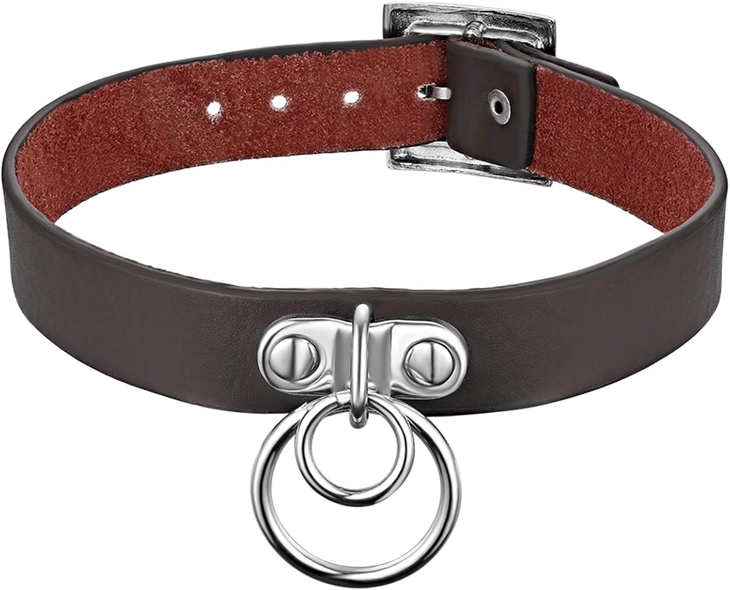 Cupimatch Vintage PU Leather Necklace Goth Rivet O-Ring Choker Collar for Women