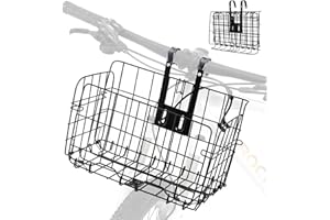 ROCKBROS Folding Bike Basket Sturdy Front Bicycle Basket Easy to Install for Scooter Mountain Bike and Beach Cruiser