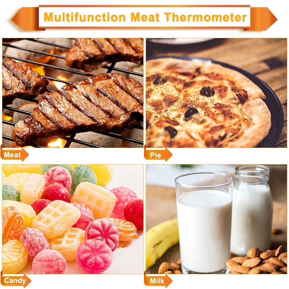 Digital Meat Thermometer, Kuger Instant Read Kitchen Thermometer for Cooking with Stainless Steel Probe, BBQ Grill Accessories (2 pack)