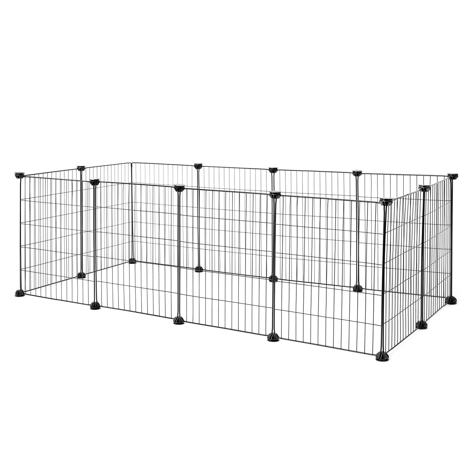 lionto Outdoor enclosure for rabbits made of robust metal, 144x74x46 cm, expandable cage for small animals, simple plug-in system & easy to clean, for indoor & outdoor use