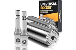 HIEEY 4 Pieces Universal Socket, Presents for Men, Supersocket Tool for Dad Men Fathers Husband DIY Handyman, Universal Socket Set Ratchet Power Drill Bit Wrench 1/4"-3/4" (7mm-19mm)