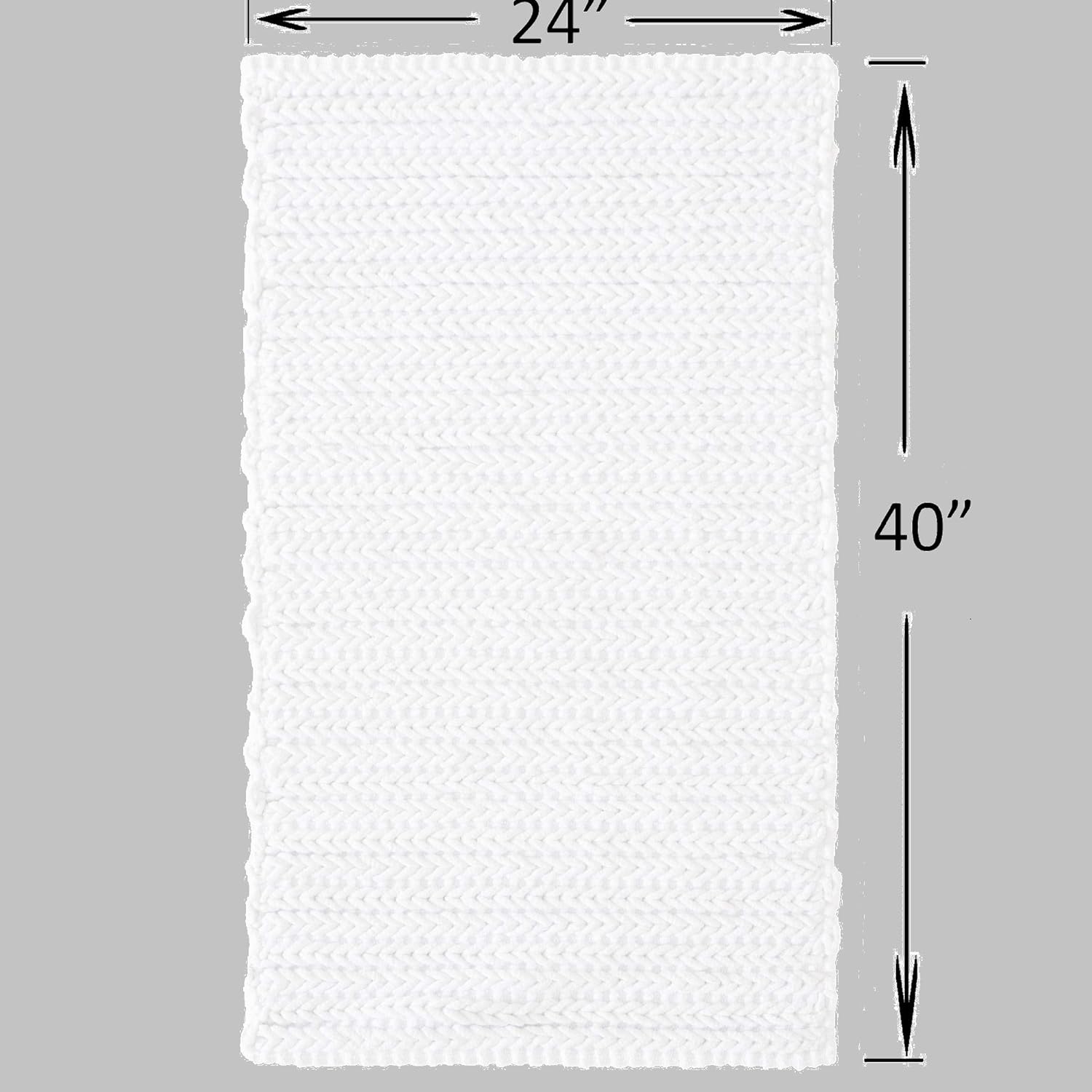 Madison Park Lasso 100% Cotton Chenille Chain Woven Stitch Bathroom Rug-Non Slip-Absorbent, Quick Dry Bath Mat, 24x40, White: Home & Kitchen