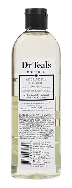 DR. TEALS BATH & BODY OIL GIFT SET (2 PACK, 8.8OZ EA.) – REJUVENATING EUCALYPTUS & SPEARMINT BLENDED WITH PURE EPSOM SALT – ESSENTIAL OILS HYDRATE SKIN & ALLEVIATES DAILY STRESS AT HOME