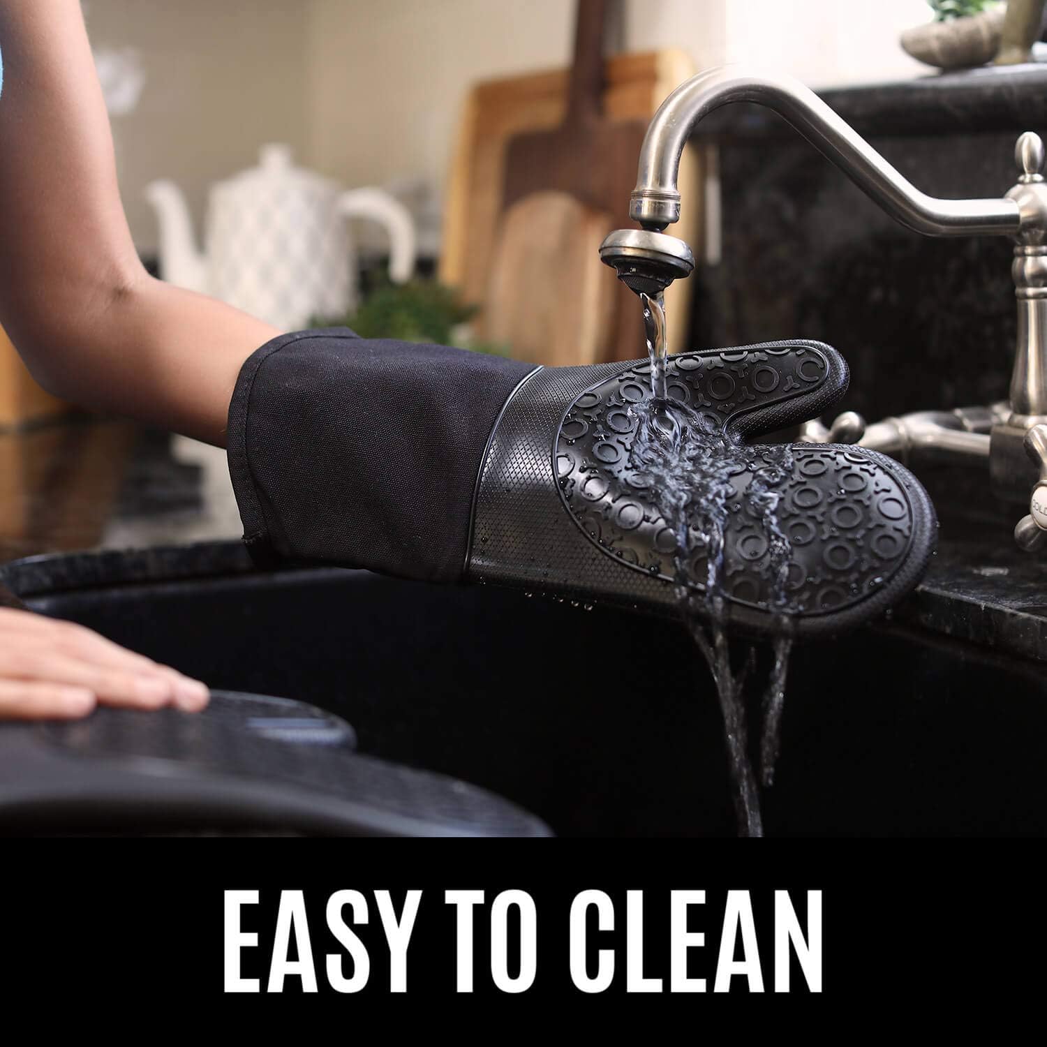 HOMWE Extra Long Professional Silicone Oven Mitt, Oven Mitts with Quilted Liner, Heat Resistant Pot Holders, Flexible Oven Gloves, Gray, 1 Pair, 13.7 Inch: Home & Kitchen