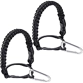 2Pcs Paracord Handle Fits Wide Mouth Bottles 12oz to 64oz - Water Bottle Paracord Handle Strap with Carrier Strap Cord, Safety Ring and Carabiner, Black