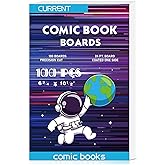 YSCare 100 Comic Book Boards, Current Size Comic Book Boards, Acid-Free Backing Board,Thick and Durable Books Board for Regular Comics Archival (White)