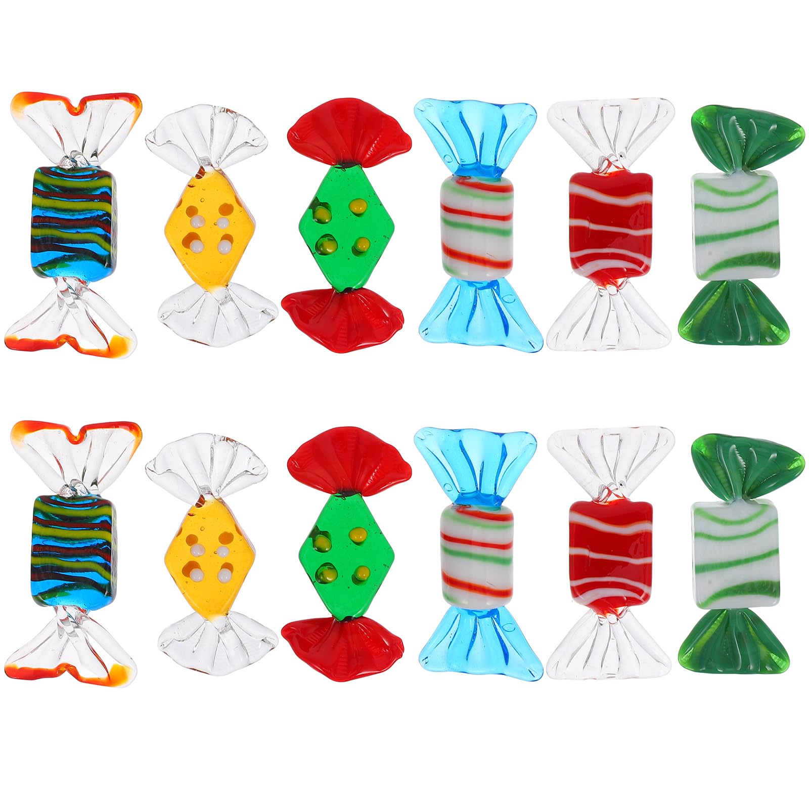 Toddmomy 12Pcs Crystal Candy, Novelty Christmas Glass Baubles - Mini Glass Christmas Decorations for Living Room Kitchen Office and Party (Random Style)