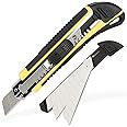 Wiltop Utility Knife, Heavy Duty Box Cutter with 2 Extra Retractable Blades Storage in Handle, Toughbuilt TPR Handle, ABS Bod