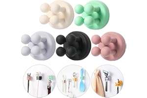 iBetterLife Good Grips Razor Holder - 5Pcs Self Adhesive Silicone Toothbrush Holders Wall Mounted to Mirror for Shower Hanging Towel, Functional Waterproof Hook for Bathroom Kitchen Living Room Office