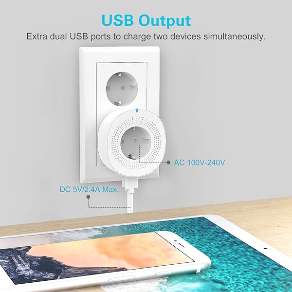 MoKo WiFi Enchufe Inteligente con 2 Puerto USB Smart Plug de Energa del Zcalo del Interruptor Funciona con Alexa Echo SmartThings Google Home App Control Remoto y Funcin de Temporizador  4 Pack
