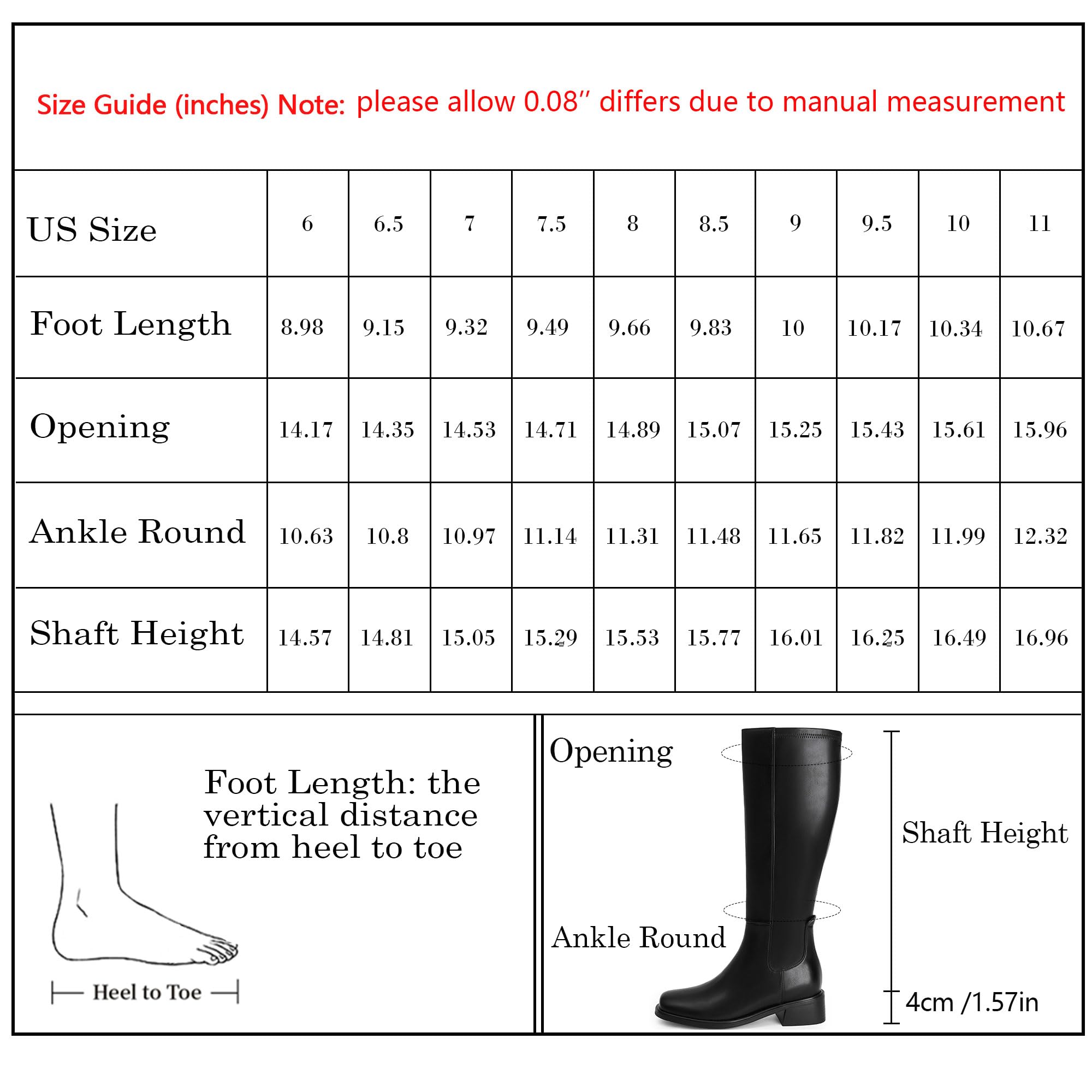QIY Knee High Boots Women Faux Leather Elastic Boots Low Heel Square Toe Side Zipper Fall Long Tall Boots for Women