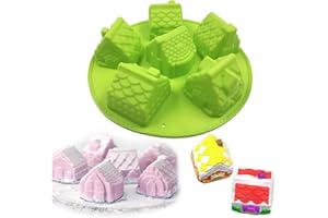 X-Haibei 3D Big Houses Cake Soap Christmas Gift Gingerbread Houses Silicone Mold 4oz per cell, Dia. 2.5inch