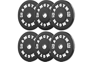 AMGYM 2 Inch Bumper Plates，10-500lbs，Barbell Rubber Olympic Weight Plates Set for Home Gym, Strength Training & Weight Lifting, Multiple Options Colors