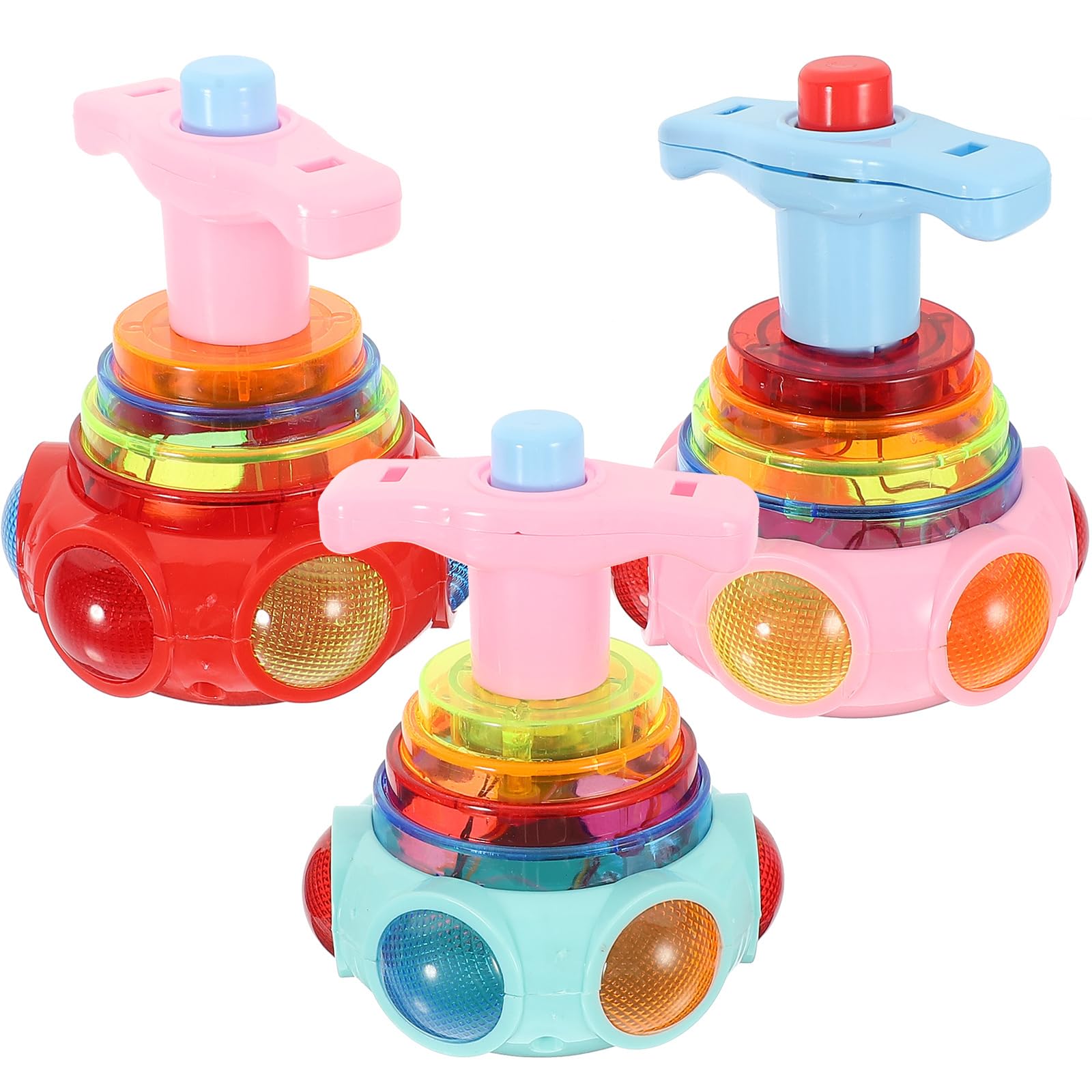 Set of 3 LED Music Spinning Tops: Children's Birthday Party Bag Luminous Gyroscope Toys for Children Perfect for Halloween and Parties Random Colours and Styles