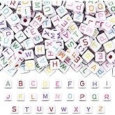 SUNNYCLUE 1 Box 300Pcs 10mm Cube Letter Beads Square Alphabet Beads Bulk Colorful Random A to Z Initial Opaque European Acrylic Loose Spacers for Jewelry Making Bracelets DIY Craft Necklaces Keychain