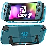 [Easy Docking Version] GLDRAM Clear Blue Case for Nintendo Switch 2 (2025), Dockable Hard Shell PC Protective Cover Skin for Switch 2 Console & Detachable Joycon Grip