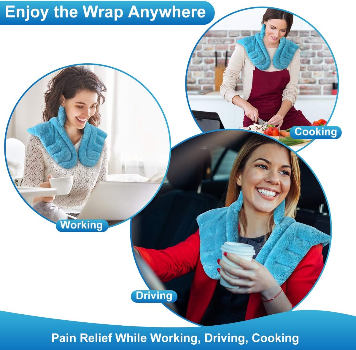 Relief Expert Microwavable Heating Pad for Neck Shoulders and Back, Extra Large Weighted Microwave Heated Neck Wrap for Pain Relief - 4LBs: Health & Personal Care