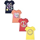 The Children's Place Girls Trends,Icons Short Sleeve Graphic T-Shirts,4 Pack